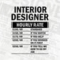 Funny Interior Designer Hourly Rate Editable Vector T-shirt Design in Ai Svg Files
