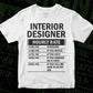Funny Interior Designer Hourly Rate Editable Vector T-shirt Design in Ai Svg Files