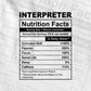 Funny Interpreter Nutrition Facts Editable Vector T-shirt Design in Ai Svg Png Files