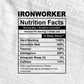 Funny Ironworker Nutrition Facts Editable Vector T-shirt Design in Ai Svg Png Files