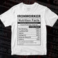 Funny Ironworker Nutrition Facts Editable Vector T-shirt Design in Ai Svg Png Files