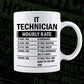 Funny It Technician Hourly Rate Editable Vector T-shirt Design in Ai Svg Files