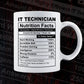 Funny It Technician Nutrition Facts Editable Vector T-shirt Design in Ai Svg Png Files