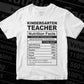 Funny Kindergarten Teacher Nutrition Facts Editable Vector T-shirt Design in Ai Svg Png Files