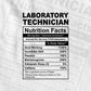 Funny Laboratory Technician Nutrition Facts Editable Vector T-shirt Design in Ai Svg Png Files