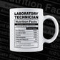 Funny Laboratory Technician Nutrition Facts Editable Vector T-shirt Design in Ai Svg Png Files