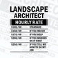 Funny Landscape Architect Hourly Rate Editable Vector T-shirt Design in Ai Svg Files