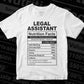 Funny Legal Assistant Nutrition Facts Editable Vector T-shirt Design in Ai Svg Png Files