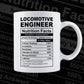 Funny Locomotive Engineer Nutrition Facts Editable Vector T-shirt Design in Ai Svg Png Files