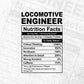 Funny Locomotive Engineer Nutrition Facts Editable Vector T-shirt Design in Ai Svg Png Files