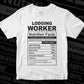 Funny Lodging Worker Nutrition Facts Editable Vector T-shirt Design in Ai Svg Png Files