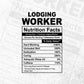 Funny Lodging Worker Nutrition Facts Editable Vector T-shirt Design in Ai Svg Png Files