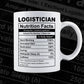 Funny Logistician Nutrition Facts Editable Vector T-shirt Design in Ai Svg Png Files
