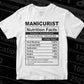 Funny Manicurist Nutrition Facts Editable Vector T-shirt Design in Ai Svg Png Files