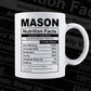 Funny Mason Nutrition Facts Editable Vector T-shirt Design in Ai Svg Png Files