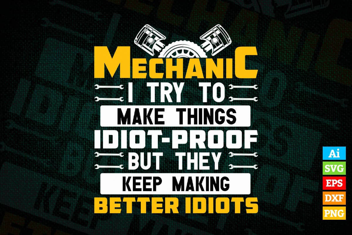 Funny Mechanic Design For Men Dad Car Garage Auto Mechanics Editable Vector T-shirt Design in Ai Png Svg Files