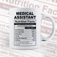 Funny Medical Assistant Nutrition Facts Editable Vector T-shirt Design in Ai Svg Png Files