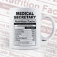 Funny Medical Secretary Nutrition Facts Editable Vector T-shirt Design in Ai Svg Png Files