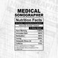 Funny Medical Sonographer Nutrition Facts Editable Vector T-shirt Design in Ai Svg Png Files