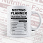 Funny Meeting Planner Nutrition Facts Editable Vector T-shirt Design in Ai Svg Png Files