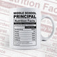 Funny Middle School Principal Nutrition Facts Editable Vector T-shirt Design in Ai Svg Png Files