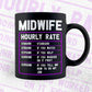Funny Midwife Hourly Rate Editable Vector T shirt Design In Svg Png Printable Files