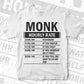 Funny Monk Hourly Rate Editable Vector T-shirt Design in Ai Svg Files