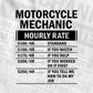 Funny Motorcycle Mechanic Hourly Rate Editable Vector T-shirt Design in Ai Svg Files