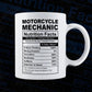Funny Motorcycle Mechanic Nutrition Facts Editable Vector T-shirt Design in Ai Svg Png Files
