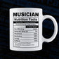 Funny Musician Nutrition Facts Editable Vector T-shirt Design in Ai Svg Png Files
