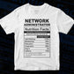 Funny Network Administrator Nutrition Facts Editable Vector T-shirt Design in Ai Svg Png Files