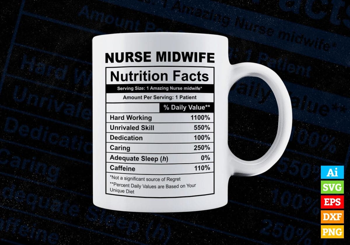 Funny Nurse Midwife Nutrition Facts Editable Vector T-shirt Design in Ai Svg Png Files