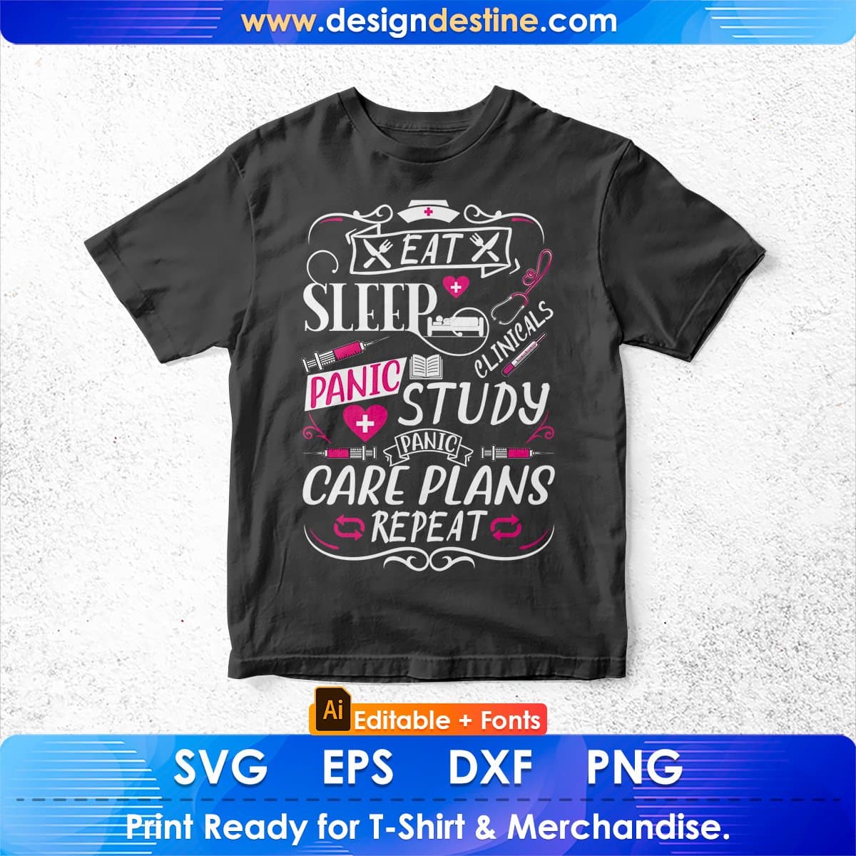 Funny Nursing Student Nurse Gift Idea Editable T shirt Design In Ai Svg Files