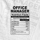 Funny Office Manager Nutrition Facts Editable Vector T-shirt Design in Ai Svg Png Files