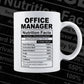 Funny Office Manager Nutrition Facts Editable Vector T-shirt Design in Ai Svg Png Files