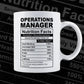 Funny Operations Manager Nutrition Facts Editable Vector T-shirt Design in Ai Svg Png Files