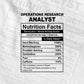 Funny Operations Research Analyst Nutrition Facts Editable Vector T-shirt Design in Ai Svg Png Files