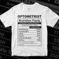 Funny Optometrist Nutrition Facts Editable Vector T-shirt Design in Ai Svg Png Files