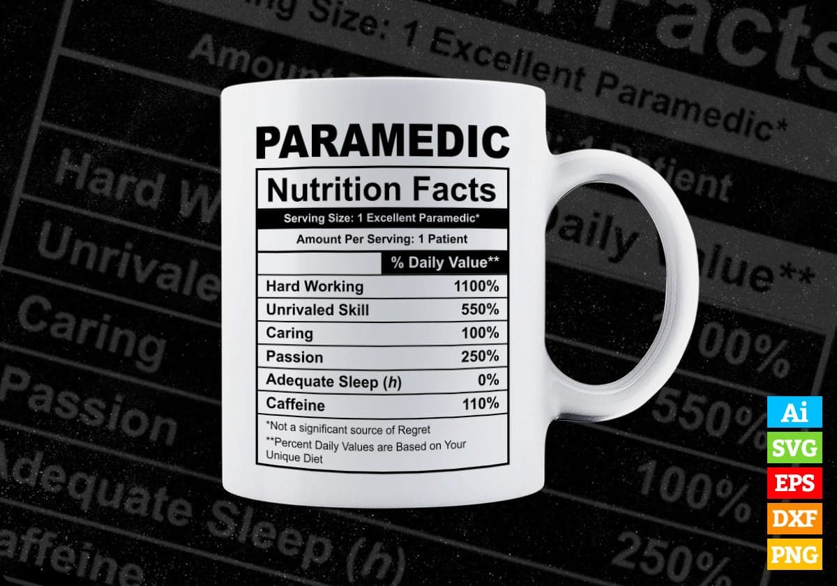 Funny Paramedic Nutrition Facts Editable Vector T-shirt Design in Ai Svg Png Files