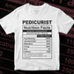 Funny Pedicurist Nutrition Facts Editable Vector T-shirt Design in Ai Svg Png Files