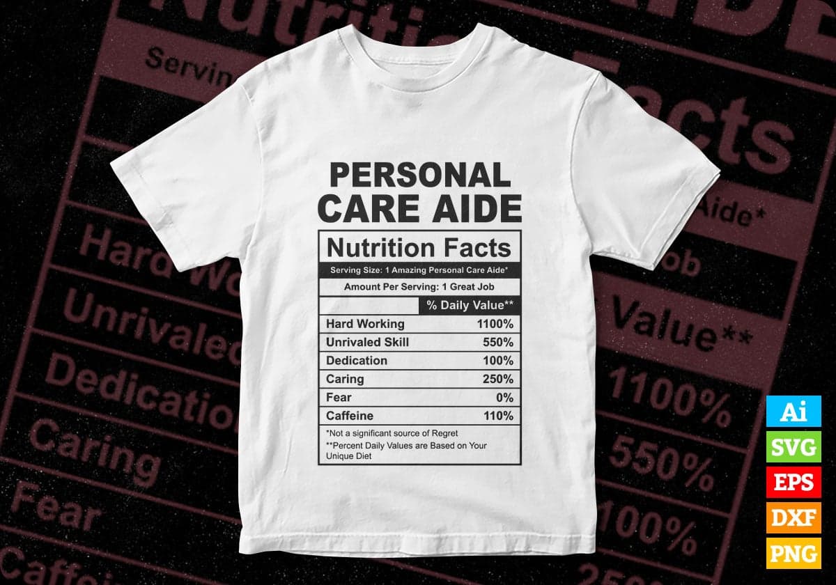Funny Personal Card Aid Nutrition Facts Editable Vector T-shirt Design in Ai Svg Png Files