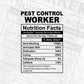 Funny Pest Control Worker Nutrition Facts Editable Vector T-shirt Design in Ai Svg Png Files