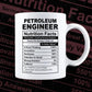 Funny Petroleum Engineer Nutrition Facts Editable Vector T-shirt Design in Ai Svg Png Files