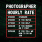 Funny Photographer Hourly Rate Editable Vector T shirt Design In Svg Png Printable Files