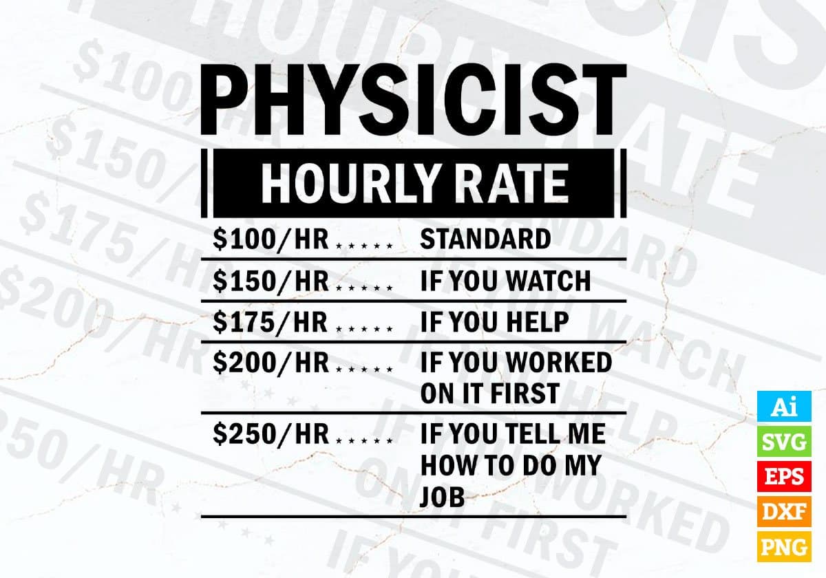 Funny Physicist Hourly Rate Editable Vector T-shirt Design in Ai Svg Files