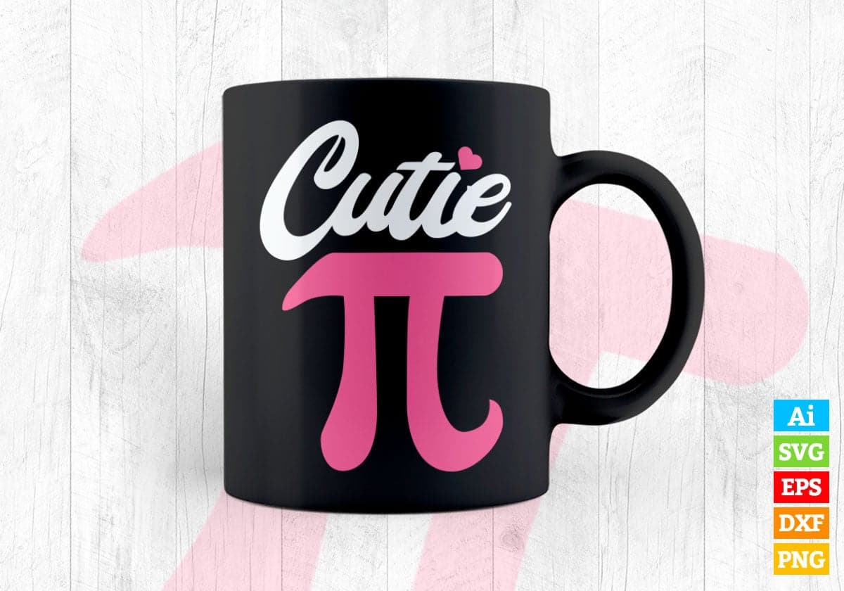 Funny Pi Symbol Cutie Pie National Pi Day Editable Vector T shirt Design in Svg Png Files