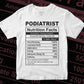 Funny Podiatrist Nutrition Facts Editable Vector T-shirt Design in Ai Svg Png Files