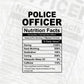 Funny Police Officer Nutrition Facts Editable Vector T-shirt Design in Ai Svg Png Files