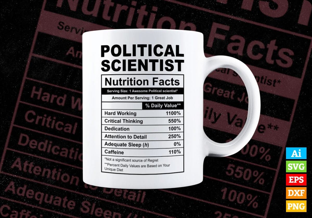 Funny Political Scientist Nutrition Facts Editable Vector T-shirt Design in Ai Svg Png Files