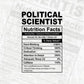 Funny Political Scientist Nutrition Facts Editable Vector T-shirt Design in Ai Svg Png Files